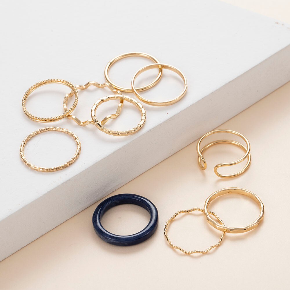 1 Bộ Nhẫn Nữ Trang Đính Đá Acrylic Phong Cách Hàn Quốc