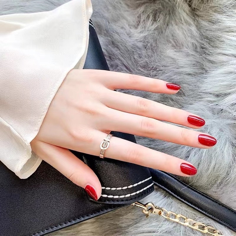 Nhẫn thép titan dát đá zircon đơn giản không phai màu phong cách Hàn Quốc cho nữ đeo ngón trỏ