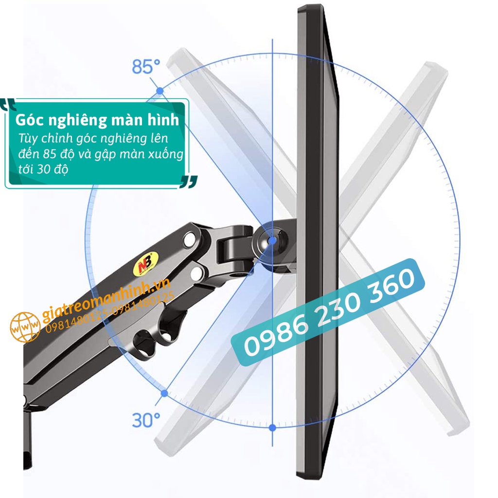 Giá Treo Màn Hình NB-H180 Hỗ Trợ Màn 22 -32 Inch - Tải Trọng 12Kg /1 Tay - Xoay Màn Hình 360 Độ
