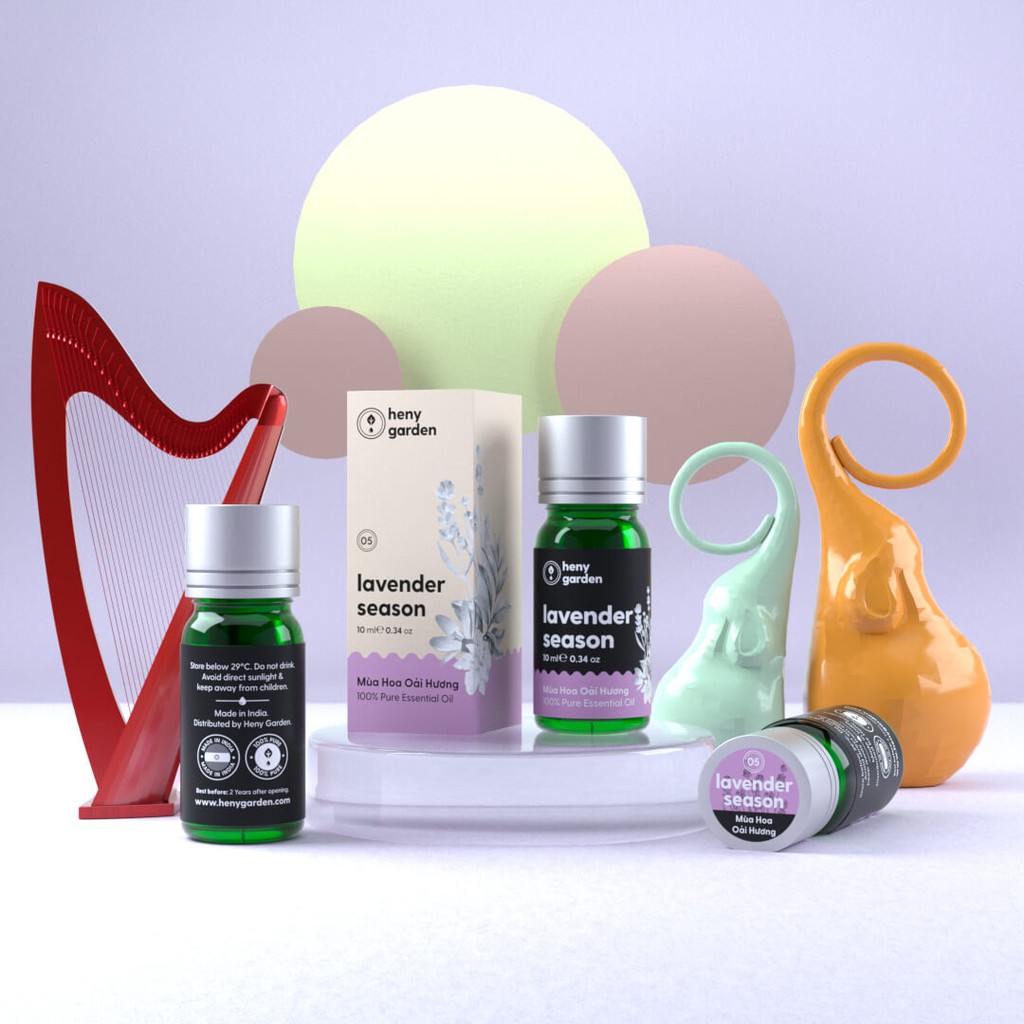 Tinh Dầu Oải Hương Lavender Organic Thiên Nhiên Nguyên Chất Đậm Đặc Xông Thơm Phòng, Làm Nến Thơm HENY GARDEN