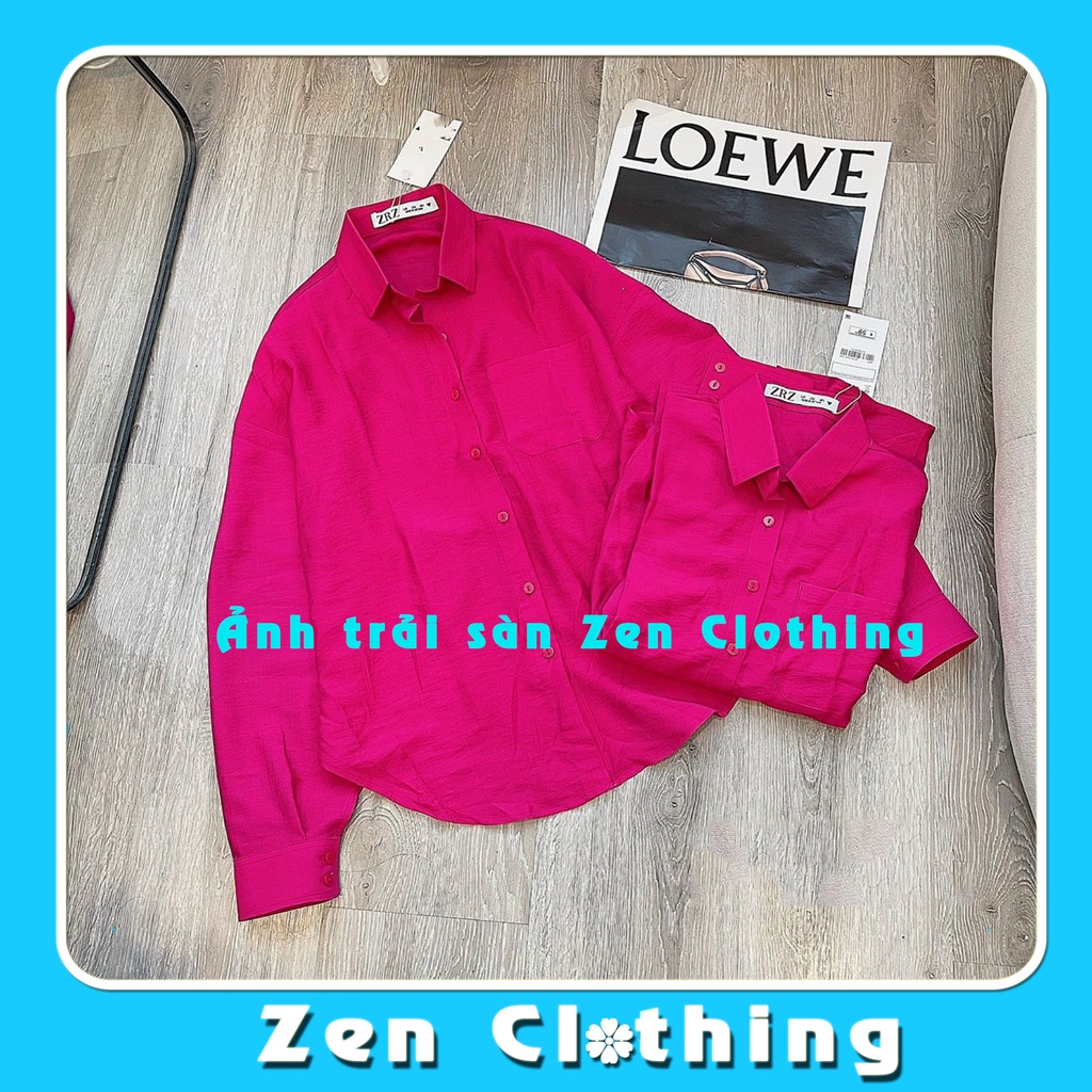 Áo sơ mi nữ form rộng hồng sen áo sơ mi nữ form thụng Zen Clothing Zen050 | BigBuy360 - bigbuy360.vn