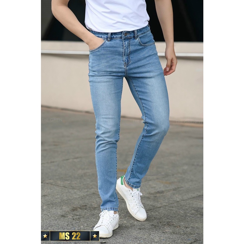 Quần jean nam xanh trơn cao cấp-chất bò co dãn 4 chiều-from chuẫn thời trang Lady-Hn Store88 o26