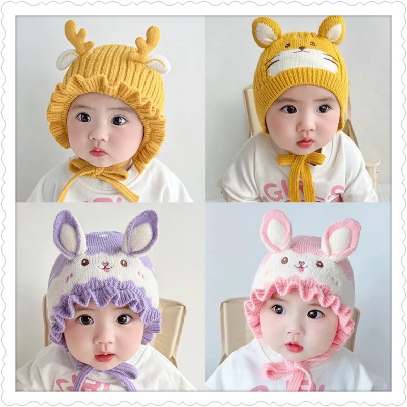 Mũ len sơ sinh cho bé trai bé gái hoạ tiết đáng yêu , phù hợp 0-2 tuổi