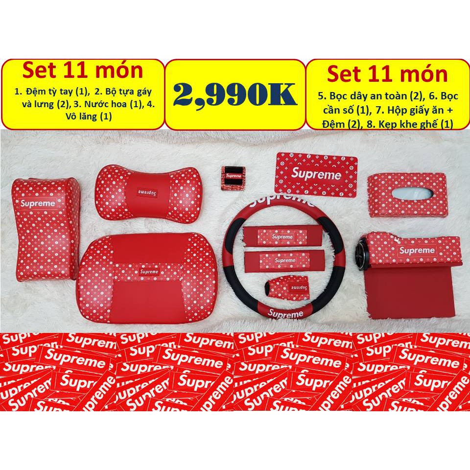 BỘ ÁO GHẾ DA CAO CẤP CHÍNH HÃNG SUPREME SET 11 MÓN