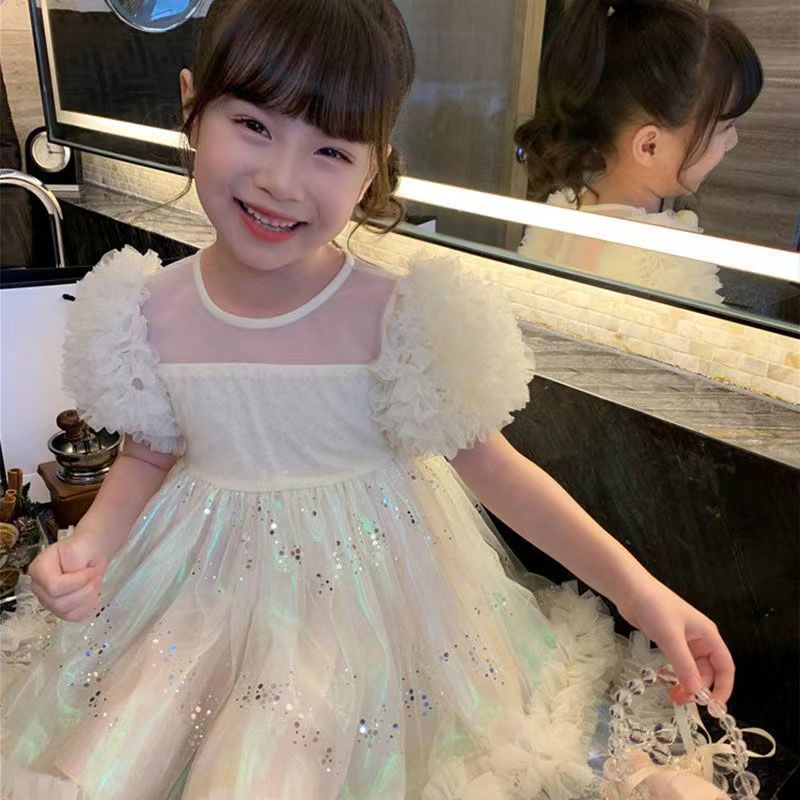 Đầm Công Chúa Thiết Kế Tay Ngắn Phong Cách Phương Tây Thời Trang Mùa Hè Mới Cho Bé Gái