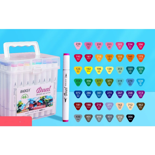 Màu marker 2 đầu cao cấp Baoke Dual MP2924-12/18/24/36/48/60/80
