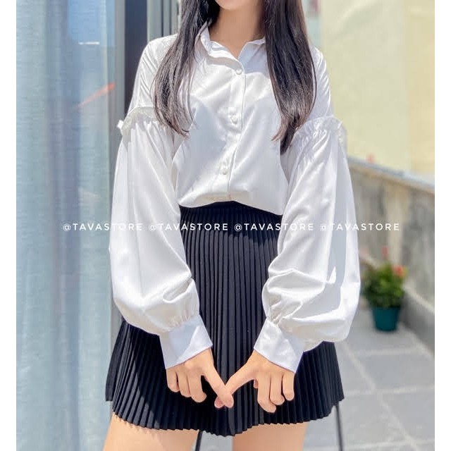 Áo Sơ Mi Trắng Tay Phồng Form Rộng - Áo somi trắng Ảnh Thật (có video) | BigBuy360 - bigbuy360.vn