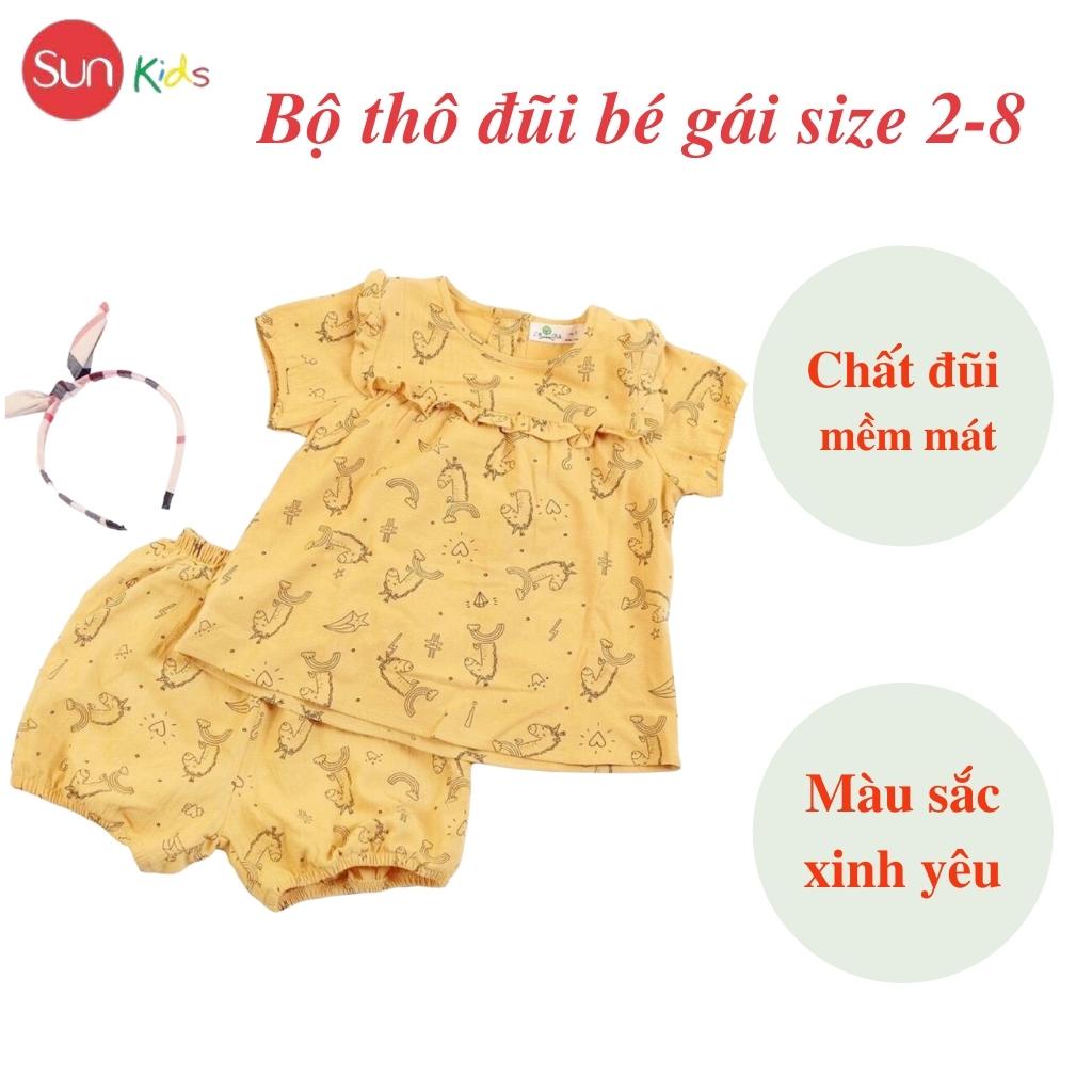 Đồ bộ thun bé gái, đồ bộ trẻ em chất cotton, có nhiều màu, size 2-8 tuổi - SUNKIDS