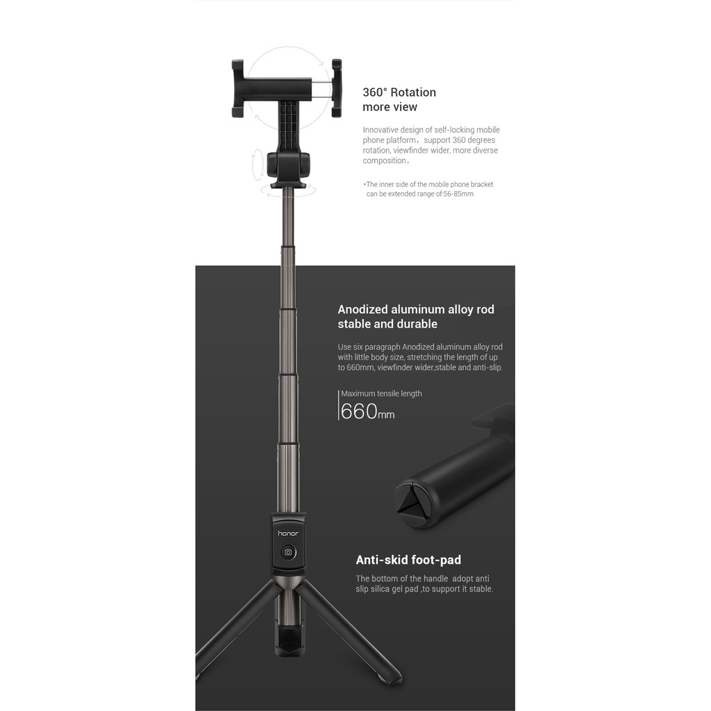 100% Original Huawei Honor AF15 Bluetooth Selfie Stick Tripod Portable Wireless