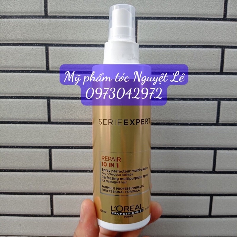 Xịt dưỡng đa năng phục hồi tóc hư tổn 10 1 Serie Expert Repair 10 in 1 L'oréal 190ml