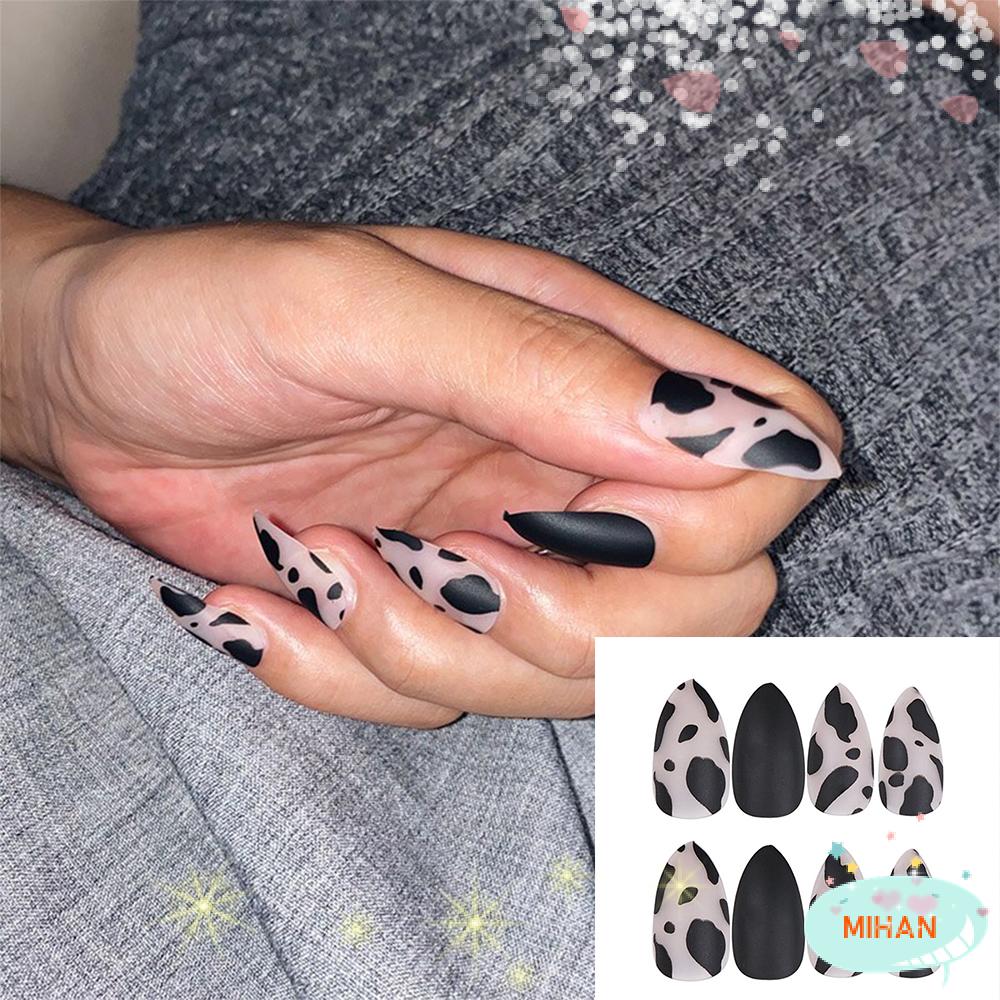 [Hàng mới về] Set móng giả họa tiết da báo kèm keo sành điệu tiện lợi