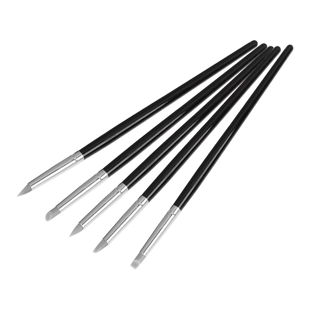 Bộ 5 Bút Silicone Cán Gỗ Dùng Chạm Khắc Thủ Công DIY