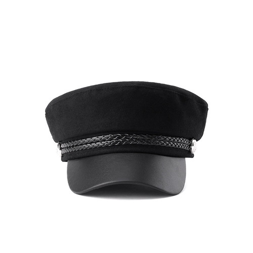 Mũ nồi nữ có vành kiểu dáng hải quân, nón beret kaki cotton