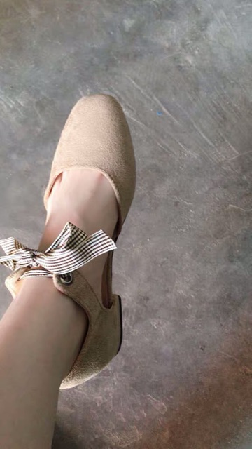 Giày Búp Bê Thắt Nơ Cổ Chân, Giày Búp Bê Da lộn, Bánh Bèo Xinh Xắn ( Ảnh Thật) | BigBuy360 - bigbuy360.vn