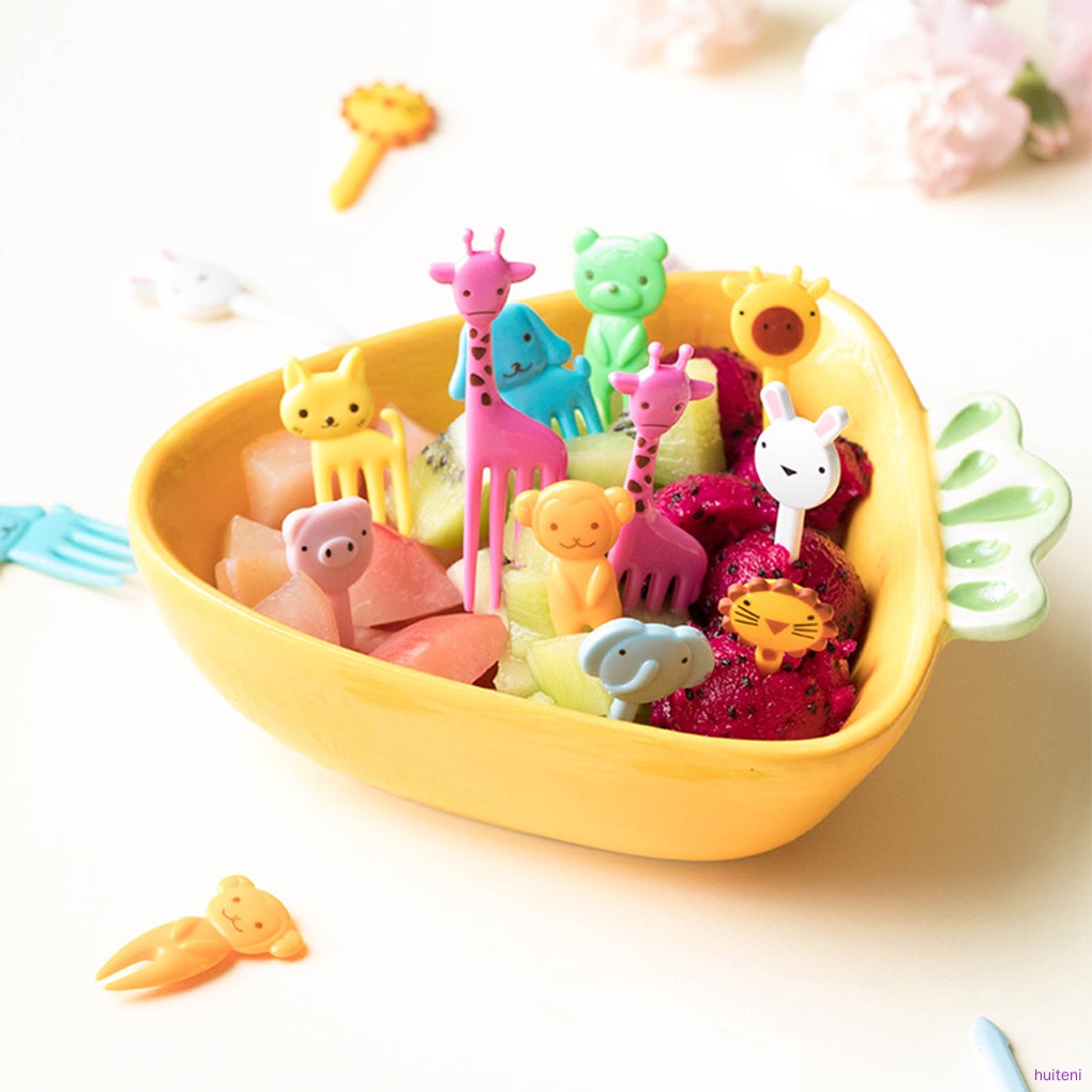 Set 10 Nĩa Ăn Trái Cây Hình Động Vật Hoạt Hình Dễ Thương
