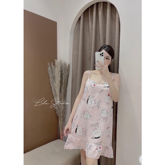 [Mã SKAMFSW175 giảm 10K đơn 50K] Váy Ngủ Lụa Satin Thiết Kế