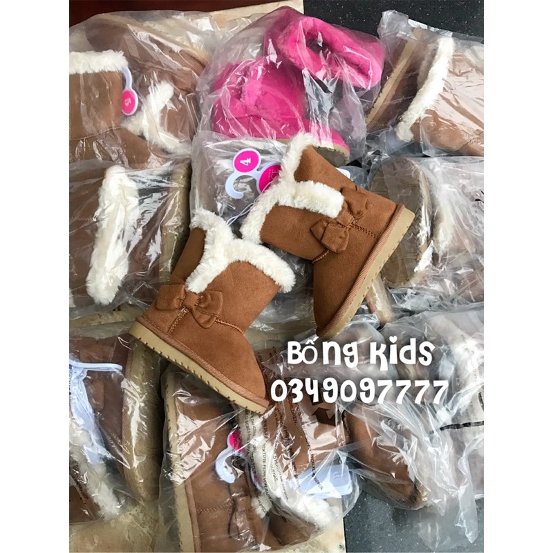 Bốt Bé Gái Nơ Da Lộn Nâu Place