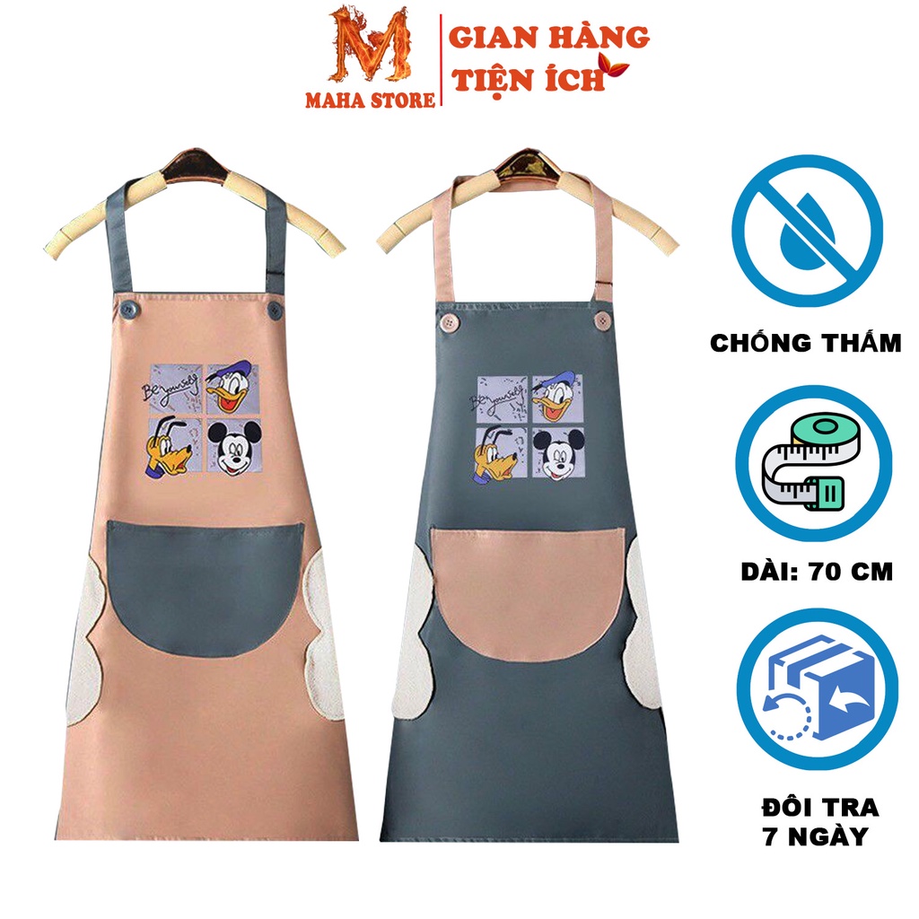 Tạp dề nhà bếp -tạp dê chống nước lau tay chống thấm và có túi đựng nhiều hình dễ thương