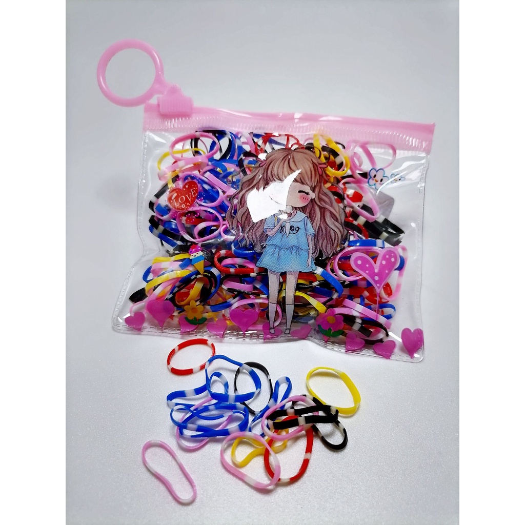 PVN44957 Combo Túi 100 Dây Chun Nịt Buộc Tóc Đơn Giản Mix Nhiều Màu Cho Bé Gái Giá Rẻ