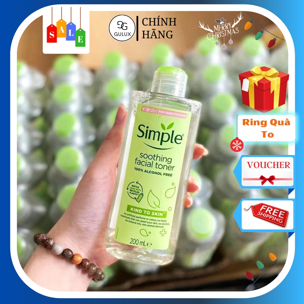 Nước hoa hồng không cồn dưỡng ẩm cho da nhạy cảm Simple Kind To Skin Soothing Facial Toner 200ml