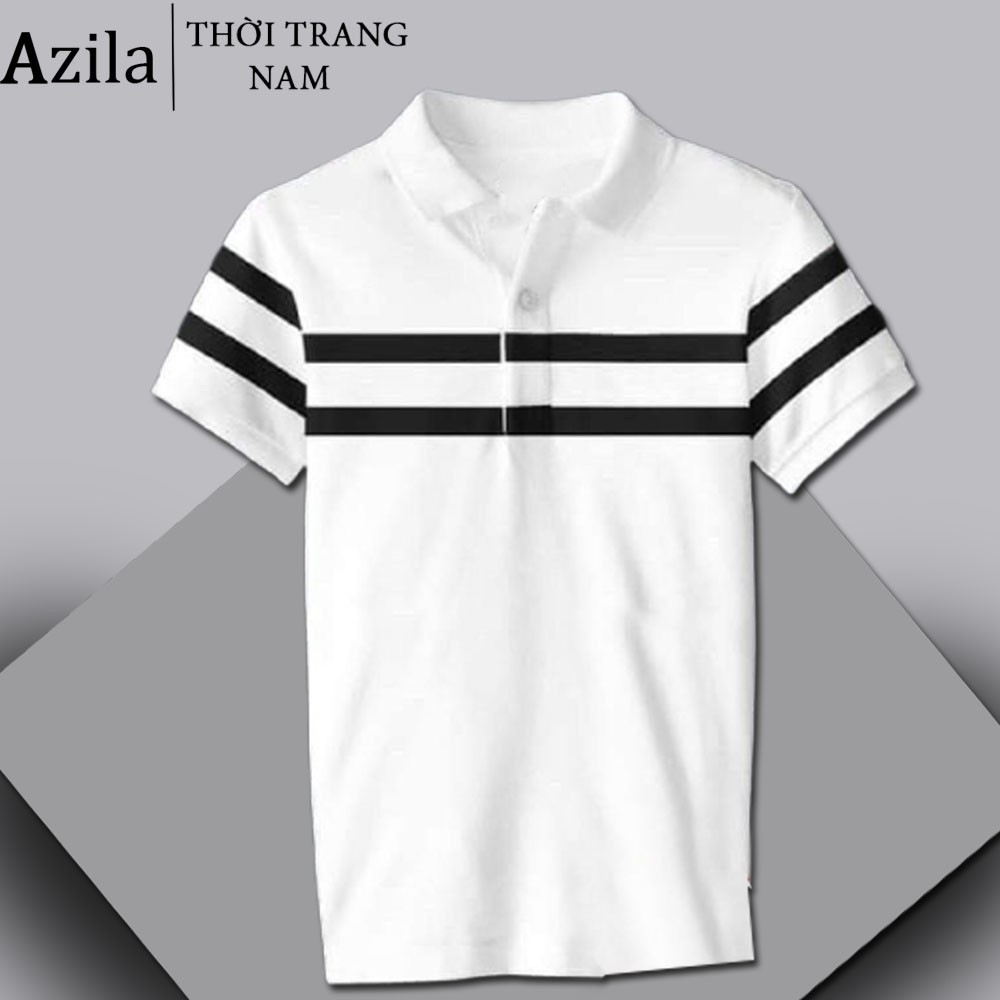 Áo Polo Nam Mùa Hè, Áo Phông Nam Cổ Bẻ Phối Kẻ Ngang Nam Tính Chất Cotton Cá Sấu Cao Cấp - Azlia - AC109