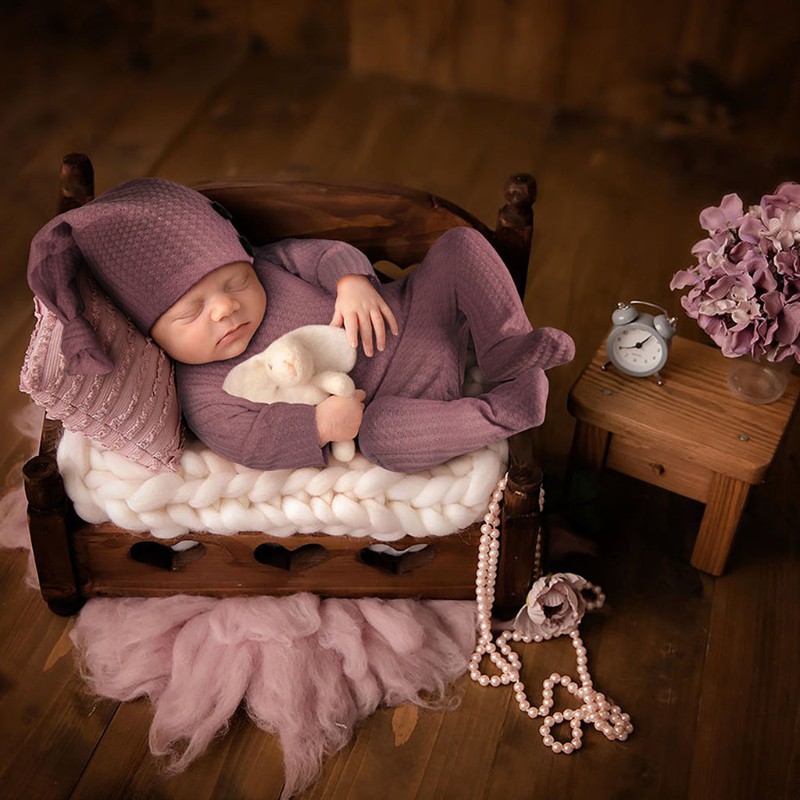 Bộ áo liền quần và mũ dùng cho chụp ảnh em bé sơ sinh