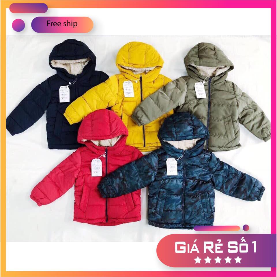 Áo phao zara có mũ lông cho bé trai từ 10-27kg