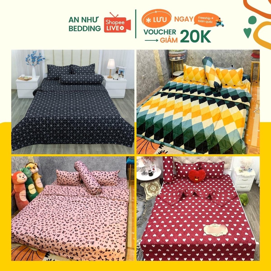 Bộ chăn HÈ ga gối đơn giản 03 cotton poly dủ 5 món An Như Bedding
