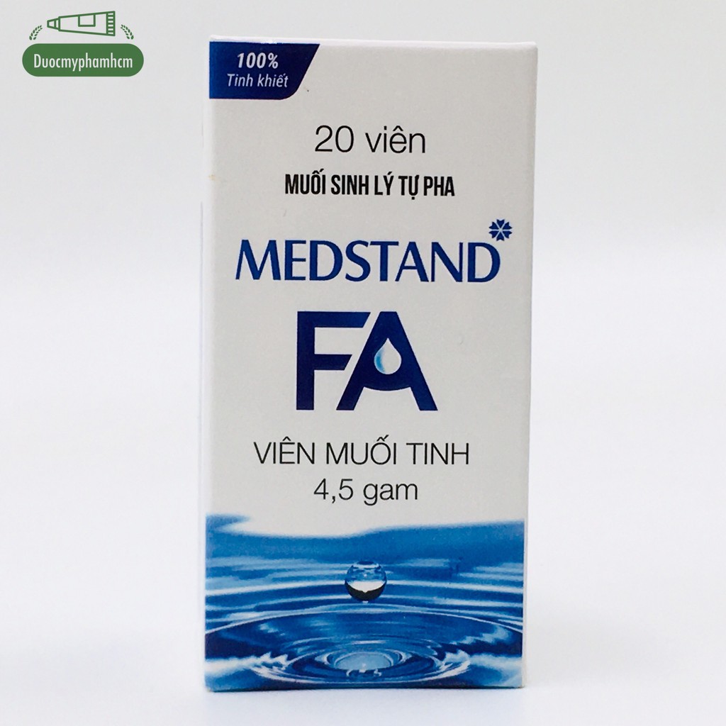 Viên muối sinh lý tự Pha MEDSTAND FA - viên muối tinh tự pha 20 viên ~ 20 chai 500ml