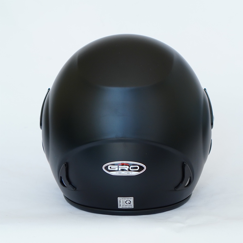 Mũ Bảo Hiểm 3/4 đầu GRO Helmet V2 có kính dài, kiểu dáng trẻ trung cho nam và nữ, khóa kim loại chắc chắn - Đen Nhám