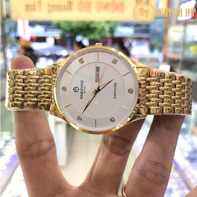 Đồng hồ nam SUNRISE 1109SBVT Full hộp, thẻ chính hãng, Kính Saphire chống xước