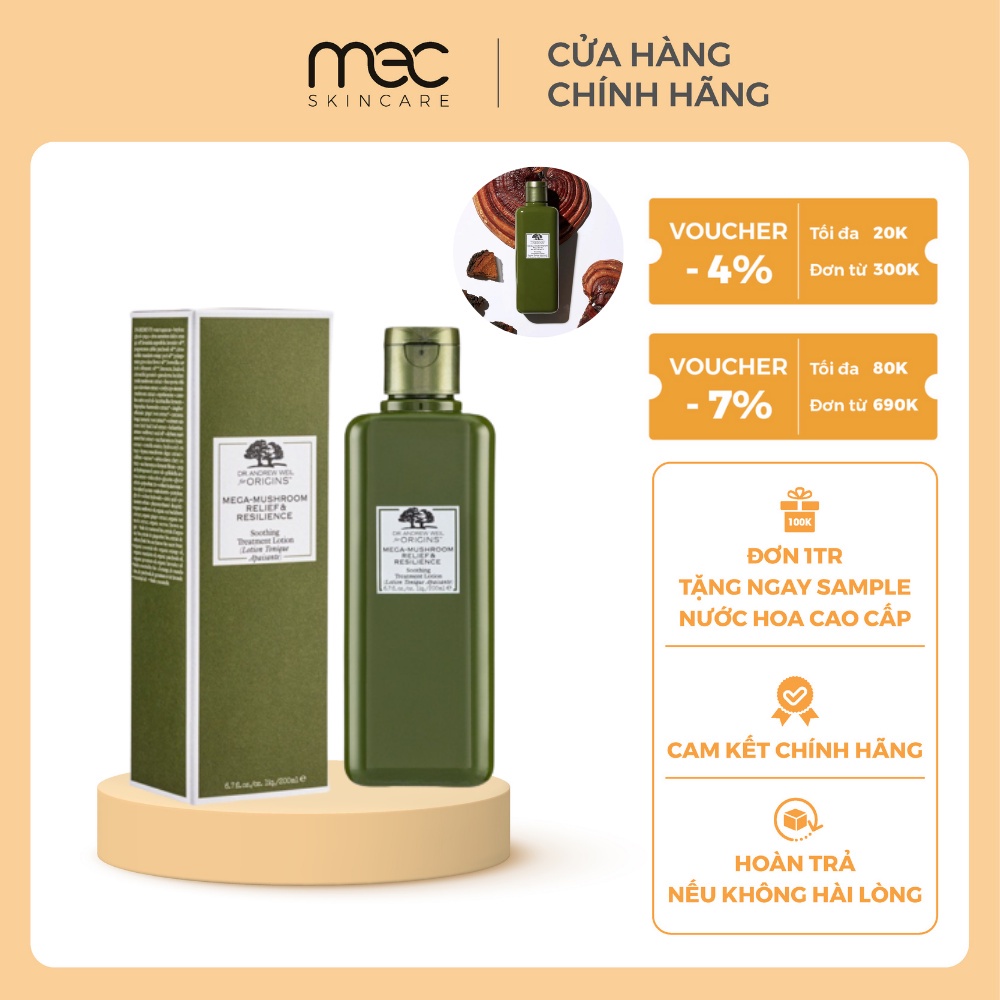 Nước hoa hồng Toner Nấm Origins Mega-Mushroom Skin Relief Soothing Treatment Lotion 200ml - Mecskincare