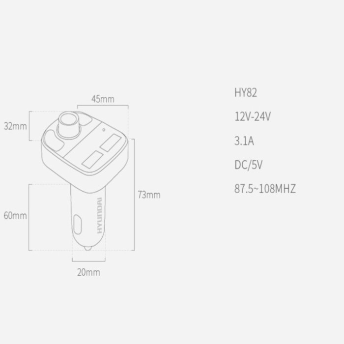 Sản Phẩm Bộ tẩu thông minh kết nối nghe nhạc Mp3, điện thoại rảnh tay cao cấp nhãn hiệu Hyundai, Mã HY-82 ...