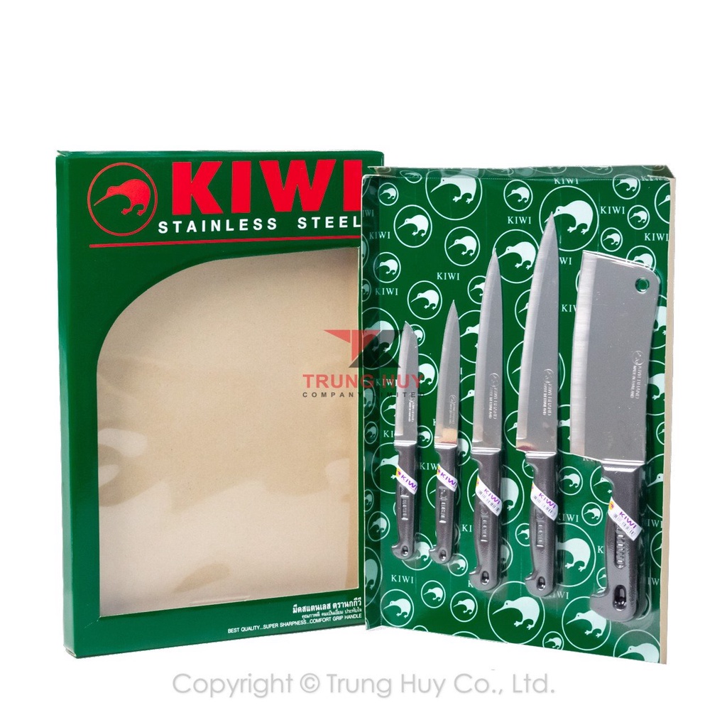 Bộ Dao 5 Món Kiwi Thái Lan cán nhựa tiện lợi W5P hàng nhập khẩu chính hãng