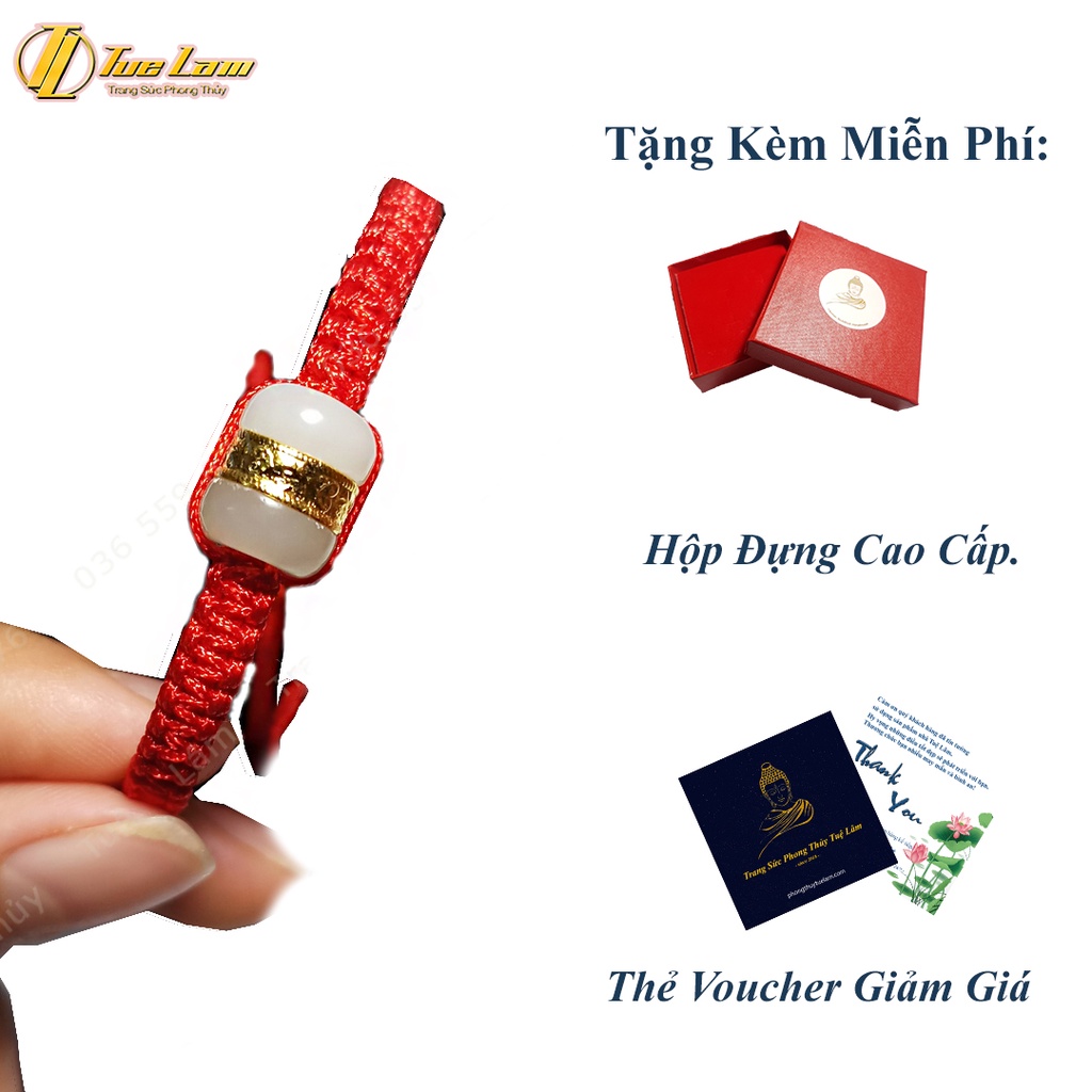 Vòng tay chỉ đỏ may mắn bện handmade lu thống phỷ thúy tài lộc - Tuệ Lâm