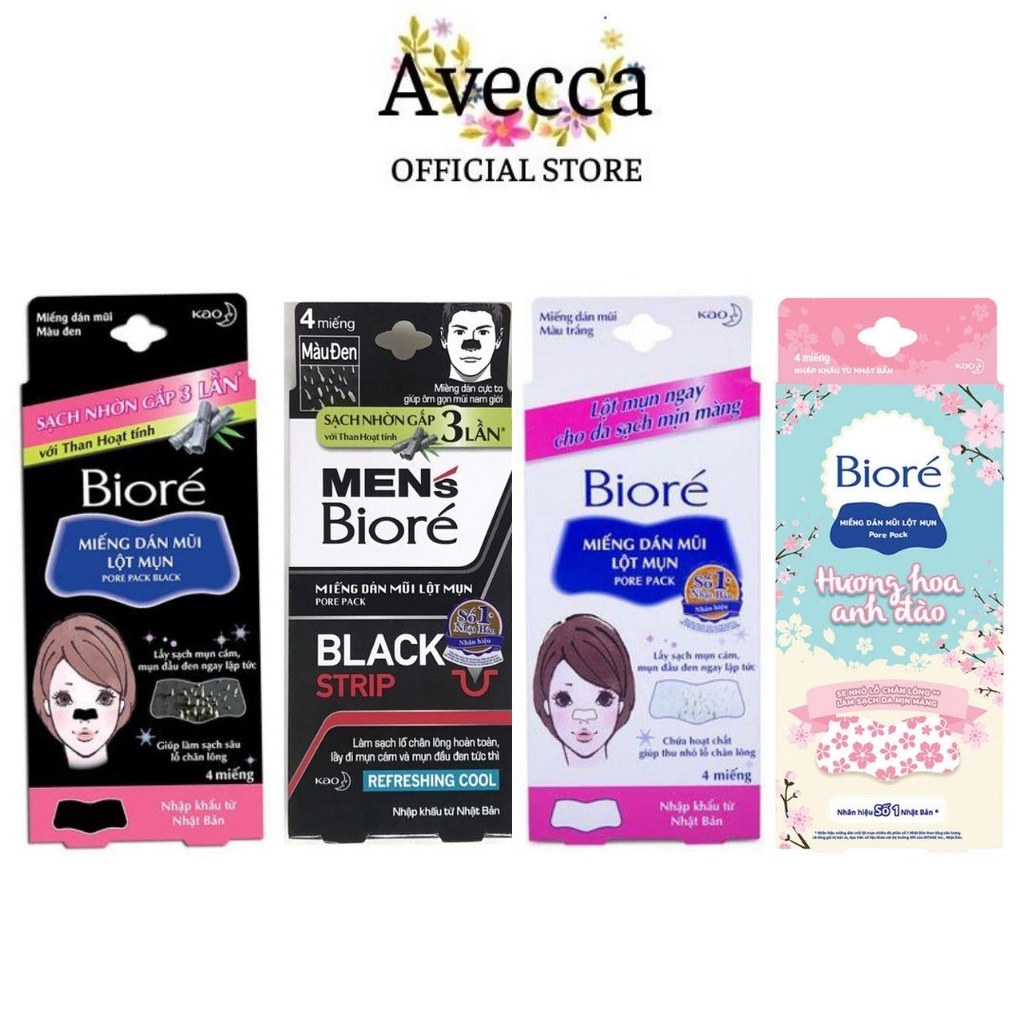Miếng Dán Mũi Lột Mụn Cho Nam và Nữ Biore Nhật Bản 4 Miếng