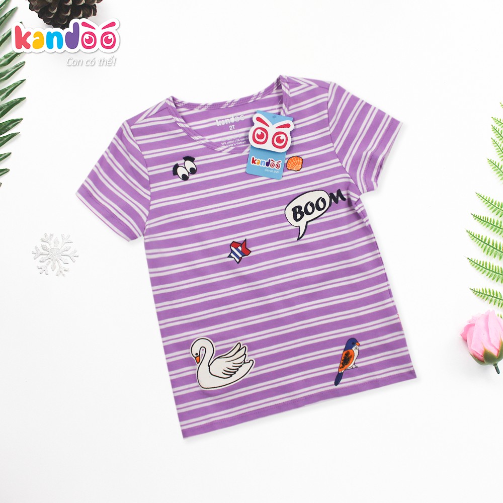 Áo T-shirt bé gái KANDOO màu tím, in hình đáng yêu thoải mái hoạt động, 100% cotton cao cấp mềm mịn, thoáng mát-DGTS1722