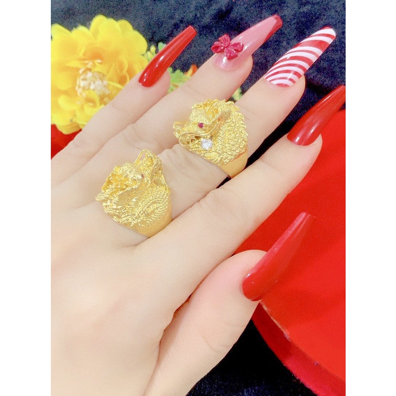 Nhẫn nam mạ vàng mẫu đầu rồng vàng 120822