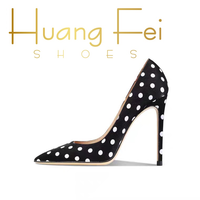 new Giày cao gót mẫu chấm bi cao cấp mã HF12CB