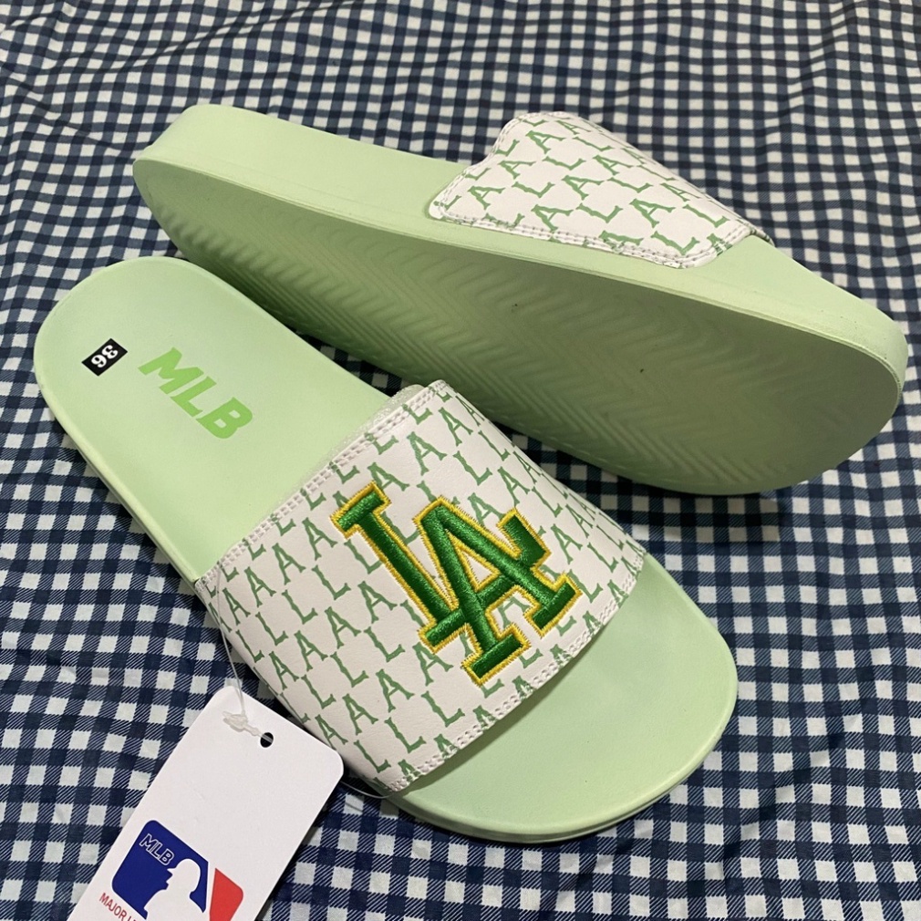 Dép nam nữ MLB LA Chữ Thêu nổi quai Full Box, Full Màu TẶNG keo dán giày dép Super Glue