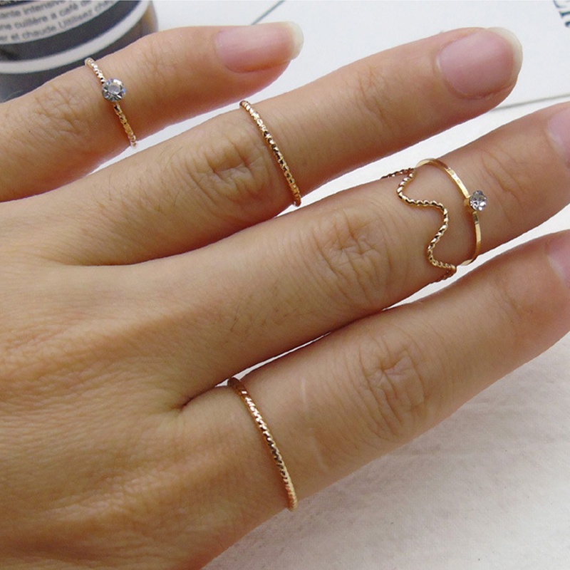 Set 5 Nhẫn Đeo Khớp Ngón Tay Thời Trang Hàn Quốc Cho Nữ