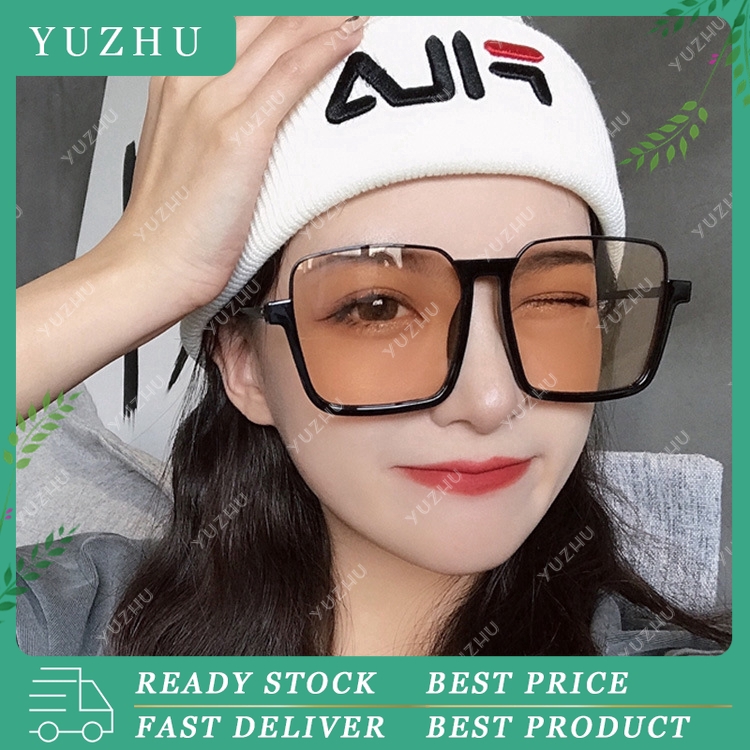 Kính râm gọng vuông một nửa lớn phong cách thời trang Hàn Quốc dành cho nữ