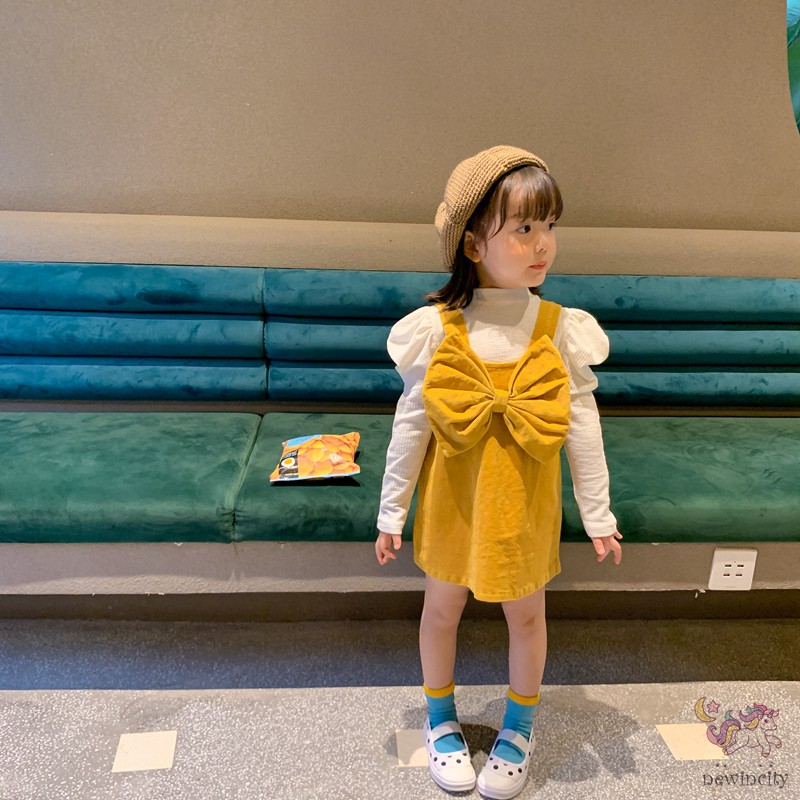 Đầm nhung phối nơ phong cách Hàn Quốc thời trang mùa thu cho bé gái