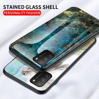 Ốp Lưng Mặt Kính Cường Lực Họa Tiết Cẩm Thạch Cho Xiaomi Poco M3 X3 Nfc Mi 10t Pro Mi 10t Lite