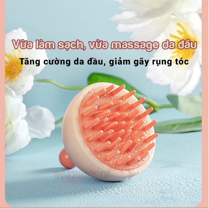 Lược gội đầu silicon massage và làm sạch da đầu,  chống rụng tóc