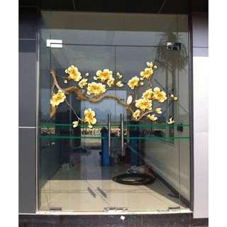 Decal dán kính trang trí cành mai vàng 2 BINBIN PK517 (Có in theo yêu cầu)