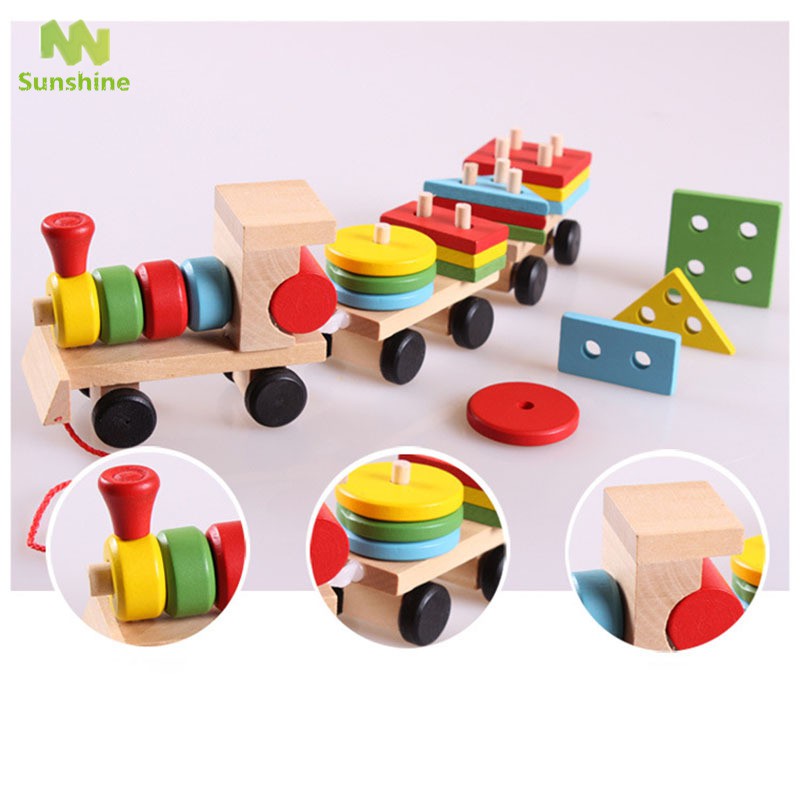 Mô hình xe lửa đồ chơi bằng gỗ nhiều màu sắc siêu thú vị dành cho các bé