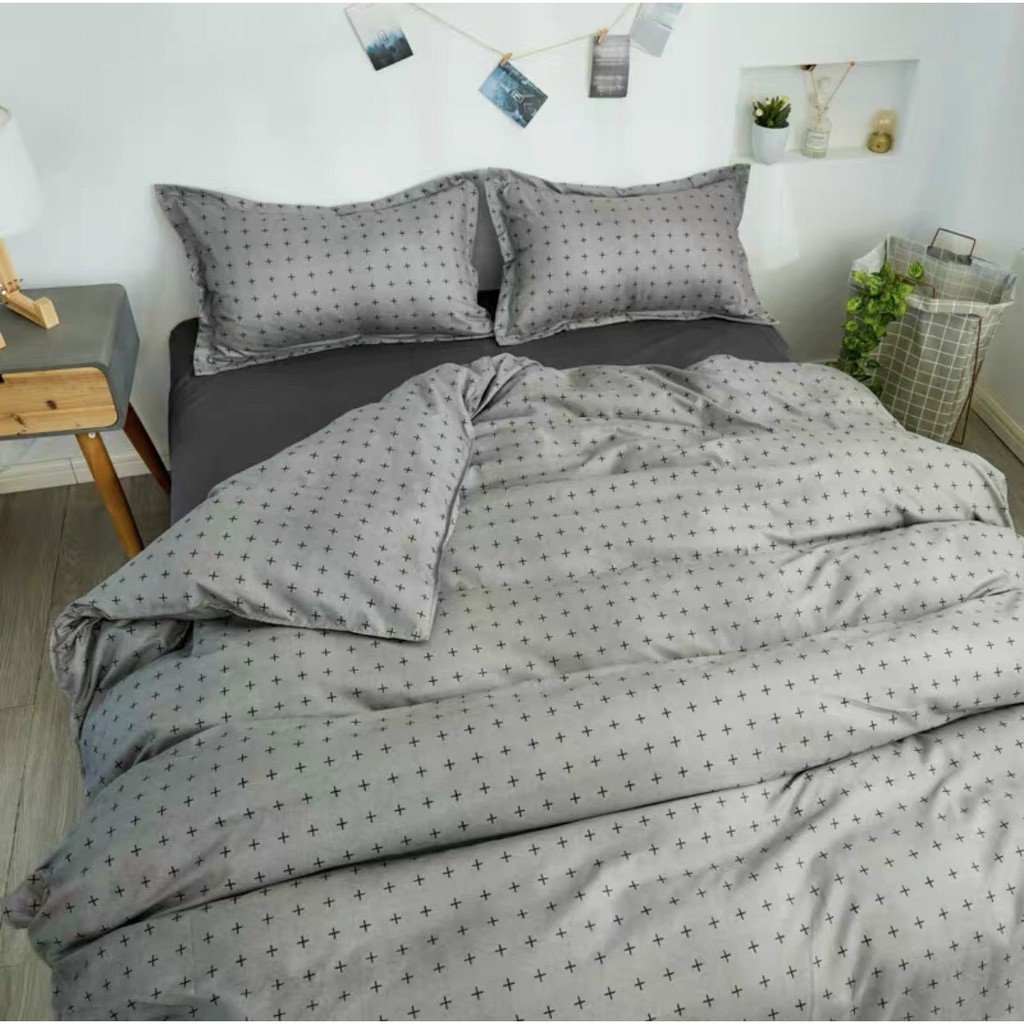 Bộ chăn ga gối Cotton Poly drap giường kẻ Hàn Quốc miễn phí bo chun ga giường bọc đệm  Leotex Bedding