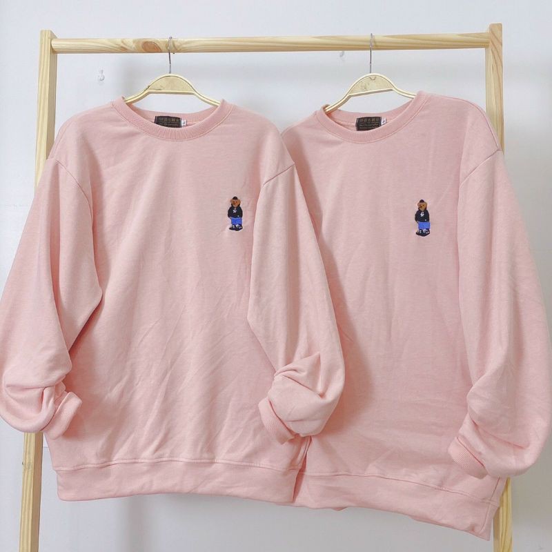 Áo Sweater Màu thêu GẤU form rộng unisex (Ảnh thật)