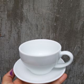 Combo 10 bộ cốc + đĩa capuchino trắng